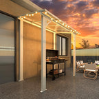 AECOJOY 8' x 5' White Gazebo Outdoor Pergola for Patio, Lean to Hard Top Grill Gazebo Shelter Pergolas and Gazebos Clearance with Roof, Small Wall-Mounted Heavy Duty Awnings for Patio, Decks, Backyard