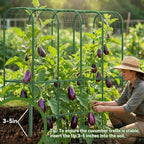 65" Tall Cucumber Trellis for Raised Bed, Garden Trellis for Climbing Plants Outdoor, U-Shape Metal Arch Vegetables Trellis Plant Support for Zucchini Squash Vines