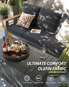Aoxun Aluminum Outdoor Patio Furniture Set, 2 Seats Outdoor Sectional, Patio Conversation Sets with Upgraded Armrests and Cushions for Backyard, Garden and Poolside