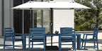 5-Piece Navy Blue Outdoor Dining Set with White 11FT Large Patio Umbrella, 75.2'' HDPE Table & Chairs for 8, Weather-Resistant Furniture with Umbrella Hole for Patio, Lawn, Poolside