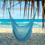 Barydat 2 Pcs Hanging Hammock Chair Boho Swing Chair Indoor Outdoor Cotton Rope Weaving Chair with 40 Inch Detachable Metal Bars for Backyard Living Room Bedroom Garden (Blue)