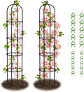 Garden Obelisk Trellis for Climbing Plants - 6.7FT Tall Weather-Resistant Rustproof Metal Plant Flower Support for Roses, Clematis, Tomatoes & Vines, Indoor/Outdoor Use, 11.8”D (2 Pack)