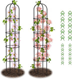 Garden Obelisk Trellis for Climbing Plants - 6.7FT Tall Weather-Resistant Rustproof Metal Plant Flower Support for Roses, Clematis, Tomatoes & Vines, Indoor/Outdoor Use, 11.8”D (2 Pack)