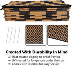 SAND MINE Reversible Mats, Plastic Straw Rug, Modern Area Rug, Large Floor Mat and Rug for Outdoors, RV, Patio, Backyard, Deck, Picnic, Beach, Trailer, Camping, Black & Brown, 9' x 18'