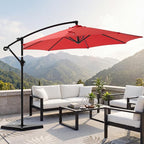 OLIXIS Offset Patio Umbrella, 9.7FT Cantilever Table Umbrellas for Outdoor Sun Shade UV Protection with Easy Tilt Adjustment, 8 Ribs for Backyard, Lawn, Garden, Pool - Red