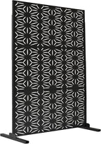 Oakland Living 6 ft. X 4 ft. Black Freestanding Metal Privacy Screen Room Divider