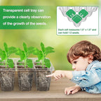 Bonviee 10 Packs Seed Starter Tray with Elevated Lid, 120 Cells Thicken Seed Starting Trays Kit with Adjustable Humidity Vent, Clear Cell Tray and Heightened Lids for Greenhouse & Gardens, Green