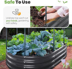 KING BIRD Raised Garden Bed with Cover Galvanized Oval Planter Garden Box Outdoor for Gardening, Vegetables, Flowers White 4x3x1 ft
