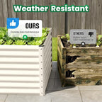Quictent Galvanized Raised Garden Bed Metal Planter Box Bottomless for Backyard Outdoor, Include 1 pc Tomato Cage, Beige, 6x3x2 Ft
