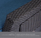 Grand patio Outdoor Reclining Chairs with Extended Footrest 2-Piece Adjustable Patio Wicker Lounge Recliner up to 150° with Flip Side Table Peacock Blue