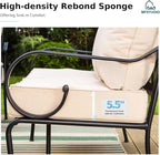 MFSTUDIO 7 Seats Metal Patio Furniture Sets, 6 Pieces Outdoor Sectional Sofa Conversation Set with 2 x Swivel Chairs, 2 x Fixed Chairs, 1 x 3-seat Sofa and 1 x 45 inches Rectangular Fire Pit Table