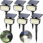Fabrito Large Solar Spot Lights Outdoor 6 Pack, 1000 Lumens High Brightness, IP65 Waterproof Solar Spotlight with 136 LEDs, Dusk to Dawn Solar Landscape Lights for Yard, Garden, Pathway, Plants(White)