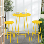 Best Choice Products 3-Piece Patio Dining Set, Bar Height, Outdoor Bistro Set, Outdoor Round Bar Table w/ 2 Bar Stools, Steel - Yellow