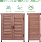 Outdoor Potting Bench with Storage Cabinet and Metal Top, Wood Workstation for Outdoor Patio, Garden (Dark Brown, 31x17x36‘’)