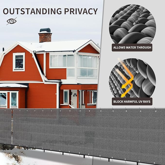 LOVE STORY Custom Size 3'x11' Dark Grey Balcony Privacy Screen,UV Block Privacy Fence Screen,90% Shield for Outdoor Pool Garden Apartment Railing