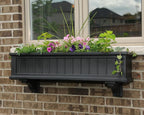 Mayne Cape Cod 4ft Window Box - Black - 48in L x 11in W x 10.8in H - Polyethylene - Built-in Water Reservoir (4841-B)