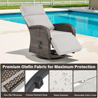 Dual-Adjust Swivel Outdoor Recliner Chair Set of 3 - Reclining Patio Chair with Adjustable Backrest and Footrest, All-Weather Wicker Chaise Lounge Outdoor with Side Table for Deck (Upgraded 2.0)