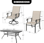 NUU GARDEN 7-Piece Outdoor Dining Table Set, All Weather Table with Umbrella Hole & 6 Patio Textilene Chairs - Outdoor Furniture for Porch, Backyard, Garden, Poolside and Deck
