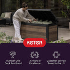 Keter Marvel Plus 71 Gallon Resin Outdoor Storage Box for Patio, Balcony & Garden – Weather‑Resistant Deck Box for Cushions, Pillows, Pool Floats & Tools, Dark Grey