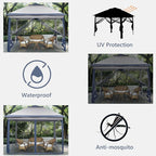 GDY 11x11 Pop Up Canopy Tent, Outdoor Canopy with Netting, Outdoor Gazebo for Backyard, Tent with Handbag, Blue.