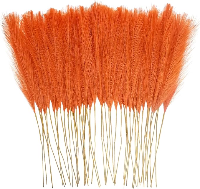 Artificial Pampas Grass Stems, 50 Pack, Burnt Orange, 21.6 Inch