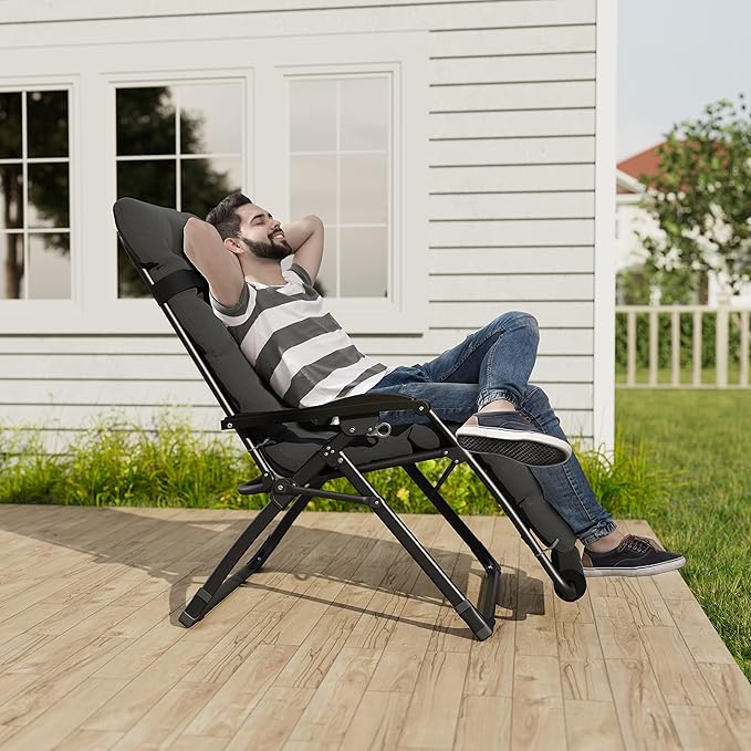 Oversized Zero Gravity Chair, 33In XXL Patio – Dark Grey, 33In