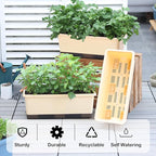 Window Box Planter 8 Pcs, 17 Inches Rectangle Flower Pots with Drainage Holes & Trays, Vegetable Planters for Windowsill Patio Garden Balcony Home Indoor Outdoor (Barley Yellow, 16 * 7 * 6 inch)