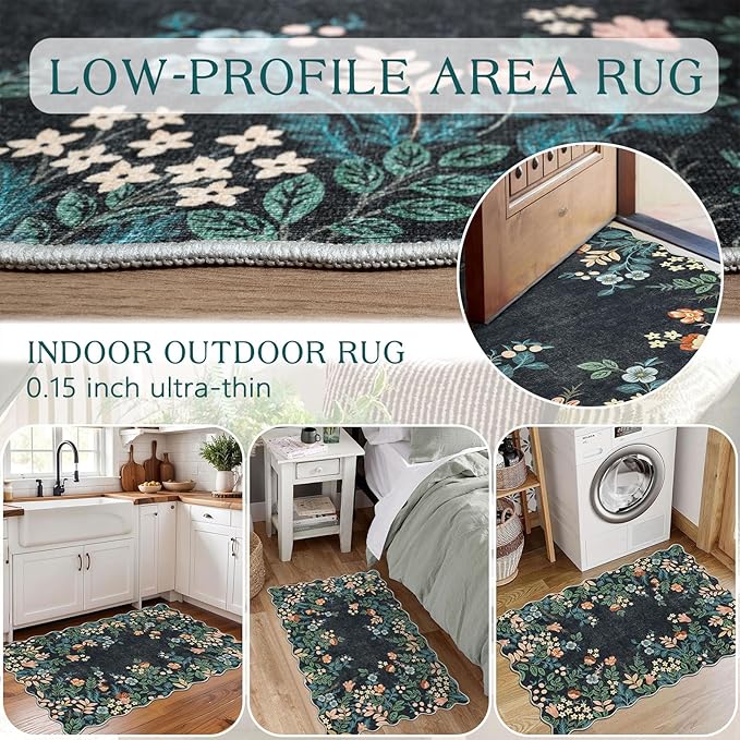 Outdoor Rug, 2 x 3 ft Polyester Entryway Mat with Non-Slip Rubber Backing