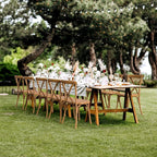 VINGLI Plastic Outdoor Dining Chairs Set of 4, Stackable Patio Farmhouse Brown Dining Chairs with X Back, Waterproof Kitchen & Dining Room Chairs for Indoor-Outdoor, Capacity 400 lbs