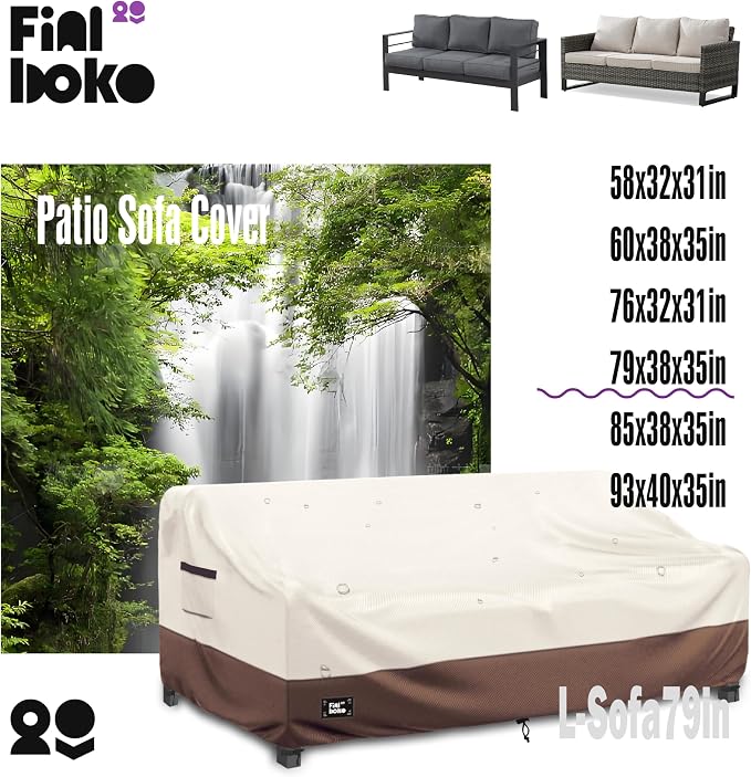 Sofa Cover for 3-Seater Patio Couch, 600D Waterproof Oxford