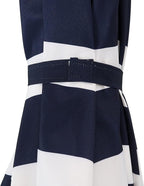 Sunnydaze Outdoor Patio Umbrella - Polyester Table Market Umbrella with Push-Button Tilt and Crank - 8 Sturdy Ribs - Navy Blue Stripe - 9ft