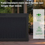 120 Gallon Outdoor Deck Box, Lockable Waterproof Outdoor Storage Boxes For Garden Tools,Indoor Cushions,Accessories Outside Storage Resin Weatherproof Container(Black)