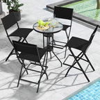 COSTWAY Outdoor Patio Bar Chair Set of 4, Folding Bar Height Stool - Image 7
