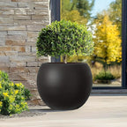 17 H x 21" Dia (15" Pot Opening) Round Fiberstone Planter with Drainage Hole, Black, Indoor/Outdoor Large Plant Pot for Home Patio Garden, Planter for Christmas Tree, Ideal for Large Plants
