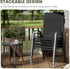 UDPATIO Patio Chairs Set of 8, Stackable Outdoor Dining Chairs with High Back, Breathable Textilene Fabric Outdoor Chair All Weather, 350LBS Capacity for Garden, Backyard (Black)