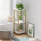 Plant Stand Indoor Corner Tall 3 Tier Metal Modern Flower Storage Plant Shelf Holder for Living Room Balcony Garden,Gold (3 Tier-Gold)