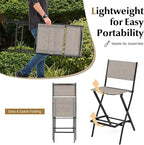 COSTWAY Outdoor Patio Bar Chair Set of 4, Folding Bar Height Stool - Image 6