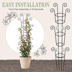4 Pack 43 Inch Metal Plant Trellis for Climbing Plants - Rustproof Garden Trellis for Large Potted Houseplants, Sturdy Plant Support Indoor Outdoor for Monstera & Vines, Home Decor