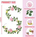 Artificial Plants Greenery: Pink Silk Rose Vines, 6 Pack, 7.75 Ft Each