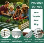Galvanized Steel Garden Bed 3-Pack, 8x4x1ft Large Raised Planter Box for Vegetables, Outdoor Metal Garden Kit with Overlapping Side Panels, Strong & Stable
