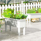 Giantex Raised Garden Beds Outdoor Set of 2, Self-Watering Planter Box with Detachable Legs & Drainage Hole, Outdoor Raised Container for Vegetable Fruit Herbs, 31.5”Lx12”Wx16”H, Easy Assembly (White)