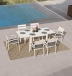Soleil Jardin Aluminum Patio Extendable Dining Table, Adjustable Indoor Outdoor - Image 4