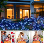Solar Garden Lights 2 Pack Waterproof Solar Swaying Starburst Light Outdoor Lights for Yard Patio Walkway Pathway Party Wedding Christmas Decorative, Blue