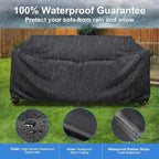 Sofa Cover for Patio, Black Oxford Cloth, Waterproof with Air Vent