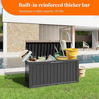 90 Gallon Resin Deck Box, Lockable Patio Outdoor Storage Box for Furniture, Garden Tools and Tools Storage, Waterproof Outside Storage Box - Black