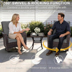 ALAULM Patio Furniture Set with 2 Swivel Chairs, Outdoor Sectional with 55000 BTU Fire Pit Table and Wide Seat, 11 Pieces Wicker Rattan Conversation Set with Coffee Table for Garden, Deck, Grey