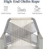 Best Choice Products Outdoor Bar Stools Set of 2, Bar Height, 360° Swivel Aluminum Frame, All-Weather Woven Rope Chair Design w/Armrests - Gray/Meteor