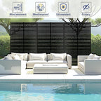 FENCY Metal Privacy Screen with Stand 72" H×44" W Outdoor Freestanding Privacy Panels, Outdoor Privacy Screen for Deck Patio Balcony(Black-Louvered)