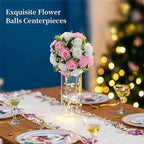 Artificial Rose Flower Ball Centerpieces, Pink & White Silk with Zip Ties
