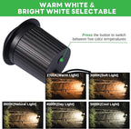Low Voltage Inground Landscape Lights - Outdoor Soft White & Bright White 5 Selectable Colors Turret Top Well Light, LED in-Grade Fixture, ORB Aluminum for Path Yard Floor 3W 170LM 10 Pack